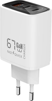 Xssive GaN 67W PDW Fast Charger USB-A+2-C XSS-AC72CCAW - White