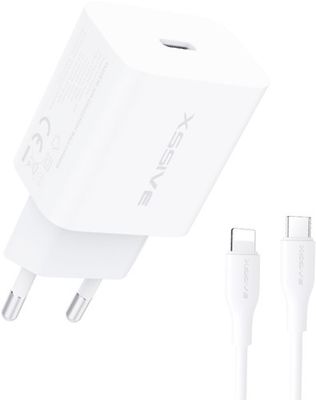 Xssive PD 20W 2in1 Charger + Cable Type-C to iPhone AC65PD - White