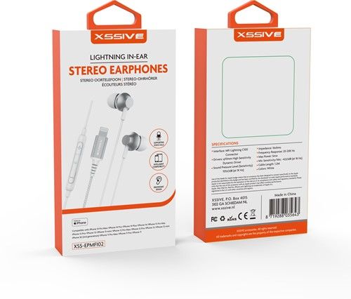 Xssive Stereo Lightning In-Ear Headphones MFI XSS-EPMFI02- Wit