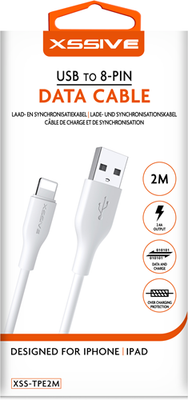 Xssive TPE Serie USB to 8 Pin Cable 2m XSS-TPE2M for iPhone - Wit