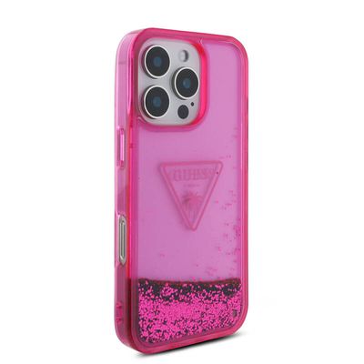 Guess Transparent Liquid Glitter Case for iPhone 16 Pro Max Pink