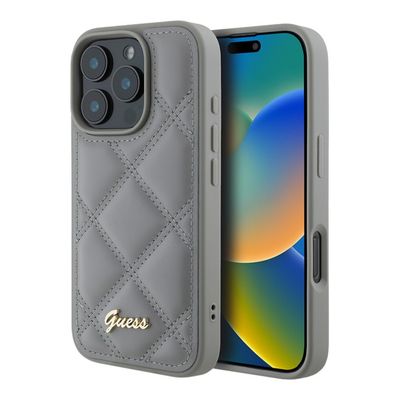 Guess iPhone 16 Pro Hardcase | PU Leather Quilted Metal Logo | Phonecase.nl
