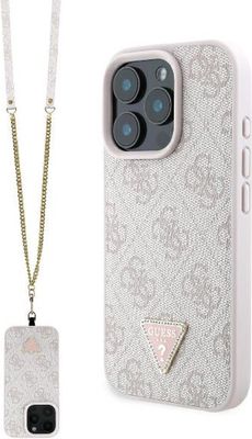 Guess iPhone 16 Pro Case | PU Leather Metal Logo Strass Crossbody | Phonecase.nl