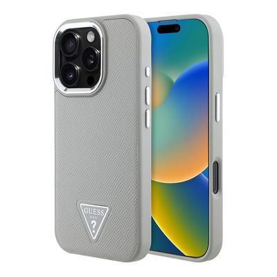 Guess PU Grained Triangle Logo Case for iPhone 16 pro MagSafe