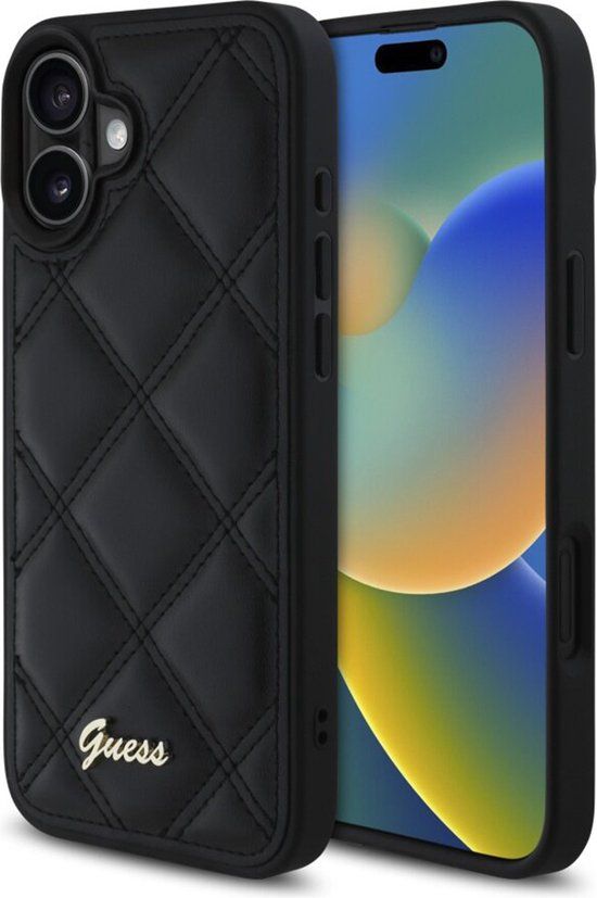 Guess iPhone 16 Plus Case | Black Quilted Hardcase | Phonecase.nl