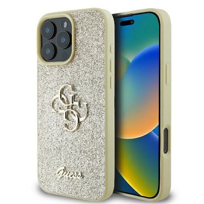 Guess iPhone 16 Pro Case | Glitter Hardcase + Big 4G Logo | Phonecase.nl