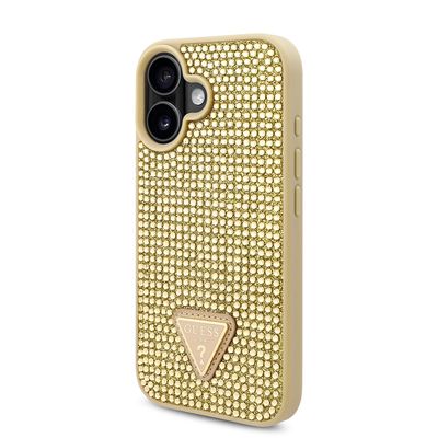 Guess iPhone 16 Plus harde hoes | Metalen logo + strasssteentjes | Phonecase.nl