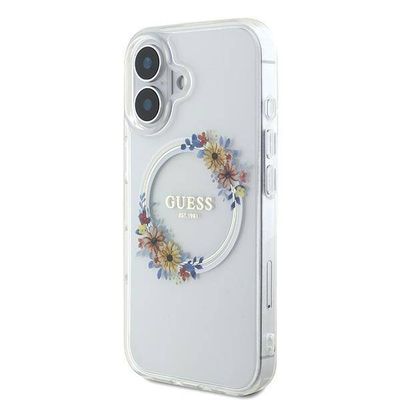 Guess iPhone 16 Plus | Hardcase Floral Wreath | Durable | MagSafe Compatible.