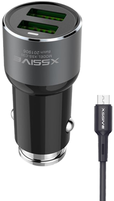 Xssive C30M Duo Car Charger+Micro Cable 3.6A - Zwart