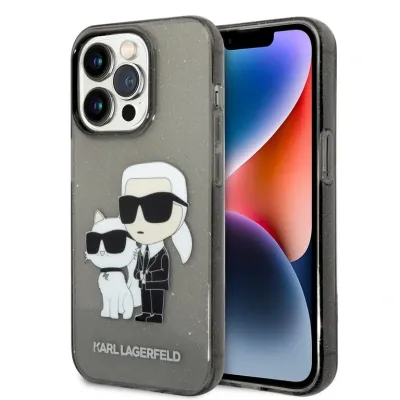 Karl Lagerfeld iPhone 14 Pro Back Cover Case - Black - Sparkling | Phonecase.nl