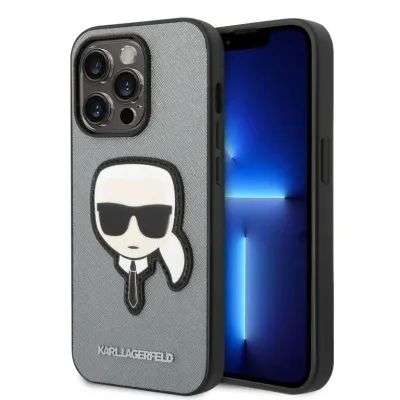 Karl Lagerfeld iPhone 14 Pro Back Cover - Silver | Phonecase.nl