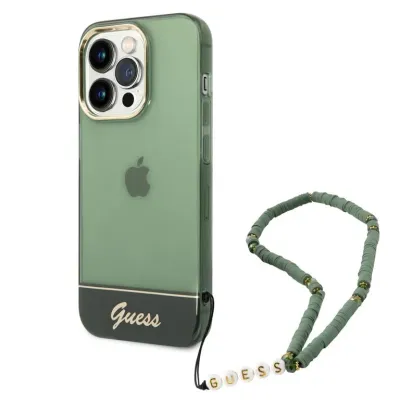 Guess iPhone 14 Pro Hardcase Backcover - Transparent - with Strap | Phonecase.nl