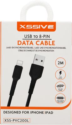 Xssive USB Cable for iPhone 2m XSS-PVC200L - Black