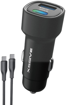 Xssive 48W QC3.0 Fast Car Charger with C-C Cable XSS-CC40C - Black