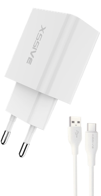 Xssive 18W QC fast charger and USB-C cable XSS-AC61W2IN1 - White