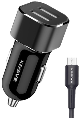 Xssive C29N Duo Car Charger + Micro Cable 2.4A - Zwart