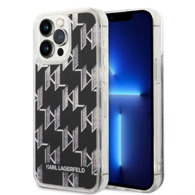 Karl Lagerfeld iPhone 14 Pro Max TPU Back Cover - Liquid Glitter - Monogram | Phonecase.nl