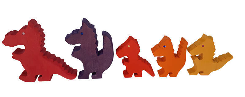 5 Dragons en bois Rosso - Bauspiel