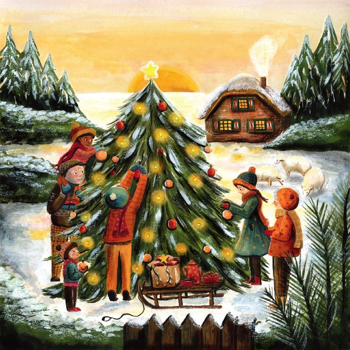 Carte à insérer pour la Lampe de saisons - Illustratrice E. Bennink - Big Christmas Tree