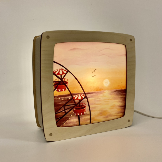 Carte à insérer pour Lampe Au fil des Saisons - Hannah Illustreert - Seaside Ferris Wheel