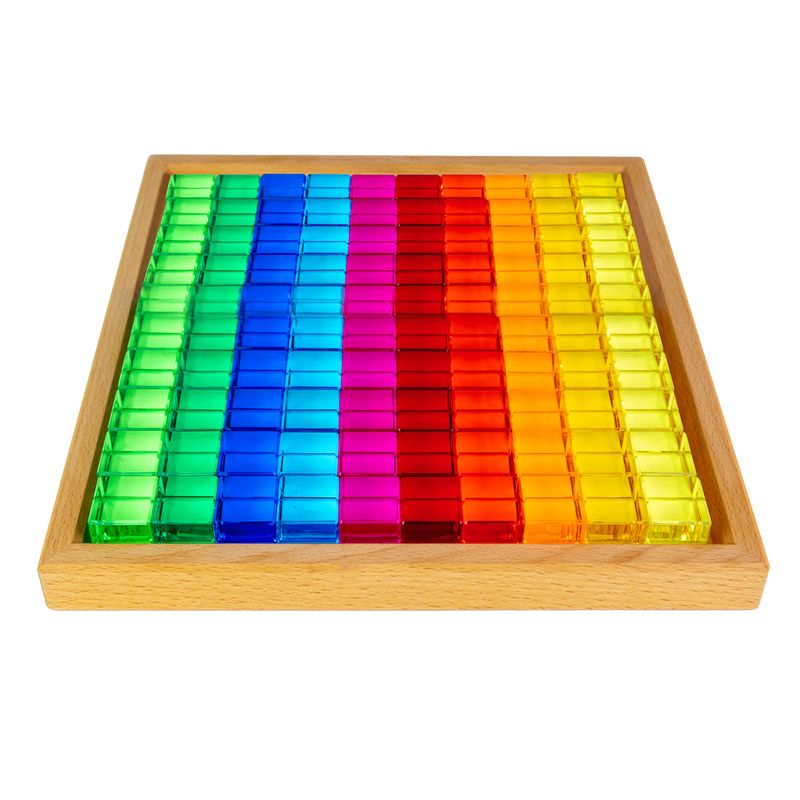100 cubes translucides colorés Bauspiel