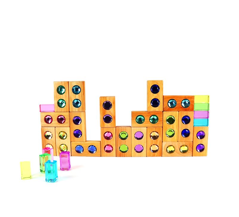 Route des couleurs + cubes translucides PASTEL Bauspiel