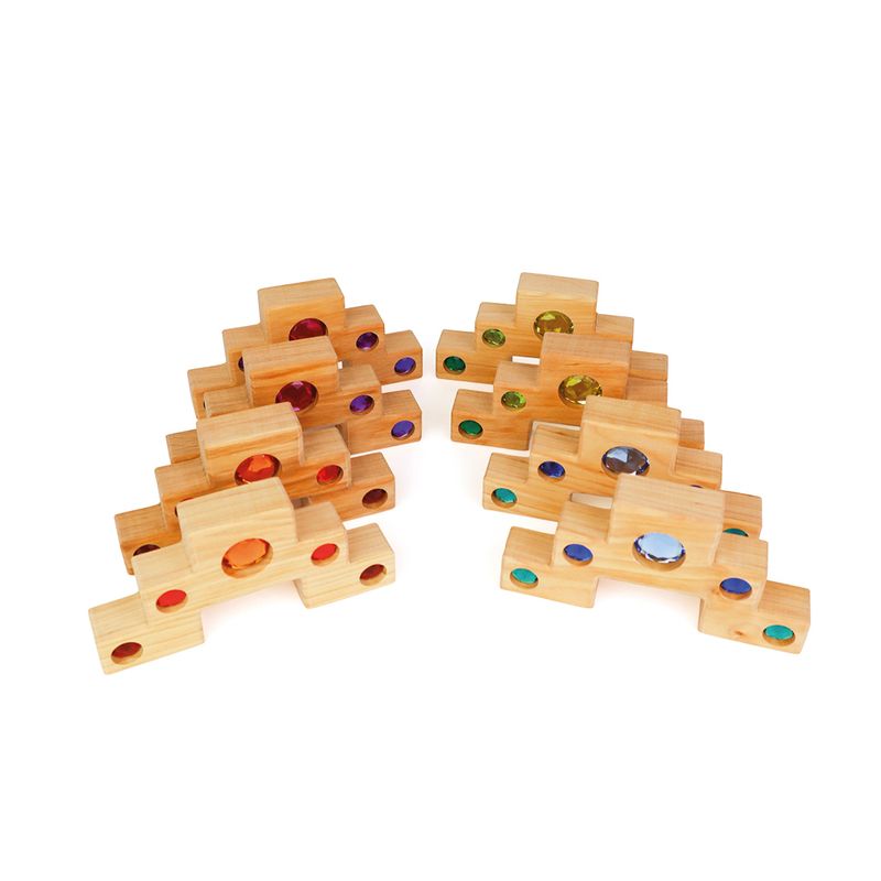 Bauspiel Escalier coloré en bois - 16 pièces