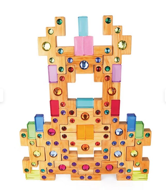 Bauspiel Escalier coloré en bois - 32 pièces