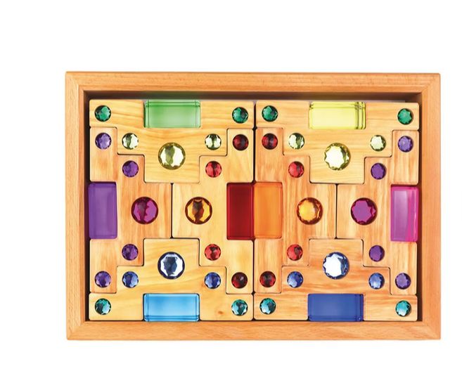 Bauspiel Escalier coloré en bois - 32 pièces