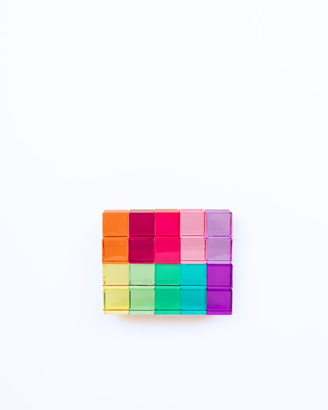 20 cubes translucides colorés Pastel Bauspiel