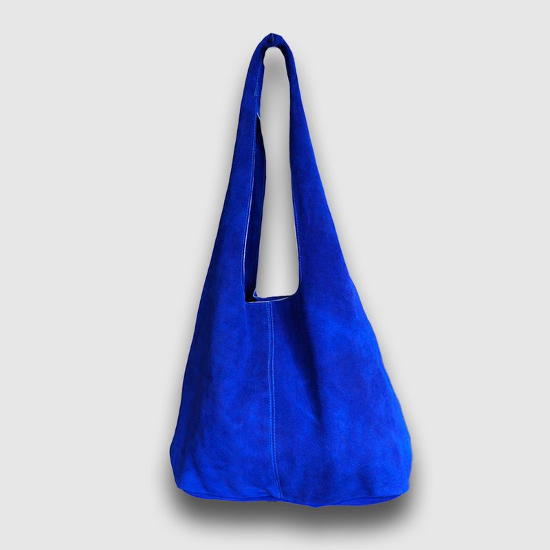 Sac cabas en cuir suédé bleu