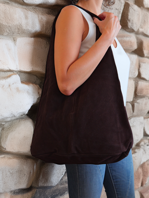 Sac ISBAAH en cuir suédé marron