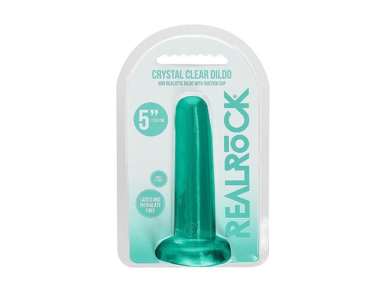 Realrock 5in Crystal Clear Non Realistic Dildo, Color: Turquoise