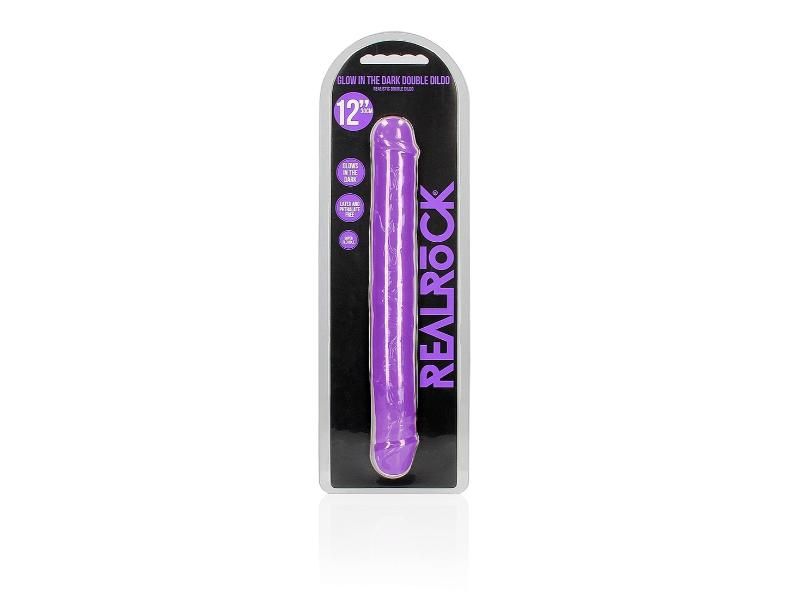 Realrock 12in Glow In The Dark Neon Double Dong Purple