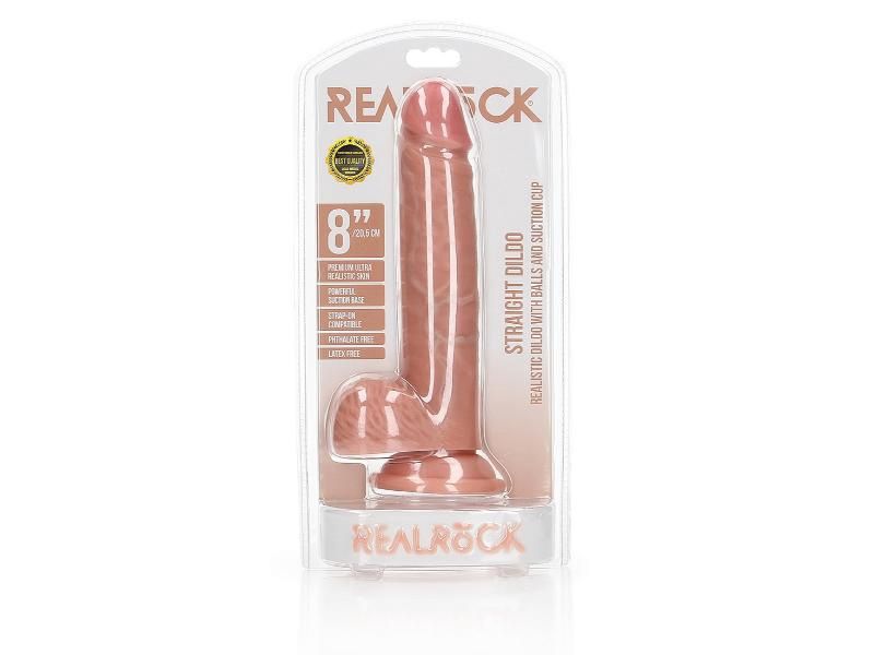 Realrock 8in Ultra Realistic Regular Straight With Balls