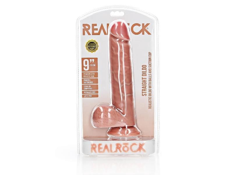 Realrock 9in Ultra Realistic Regular Straight With Balls