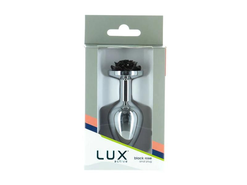 Luxe Active Rose Metal Buttplug, Color: Black, Size: Medium