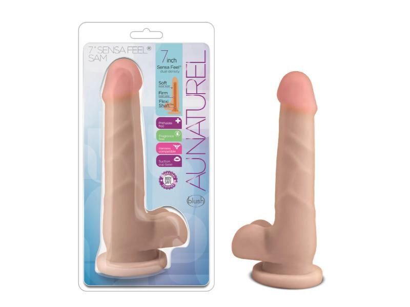 Au Naturel 7in Sam Dildo With Balls And Suction