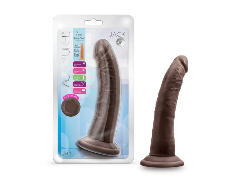 Au Naturel 7in Jack Dildo With Suction, Color: Brown