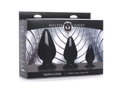 Master Series Triple Cones 3Pc Anal Plug Set Black