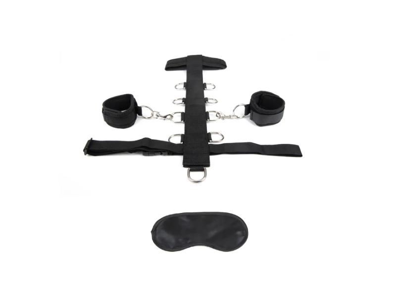 Lux Fetish Beginners Restraint Set For Neck And Wrist 3pc Adjustable Set