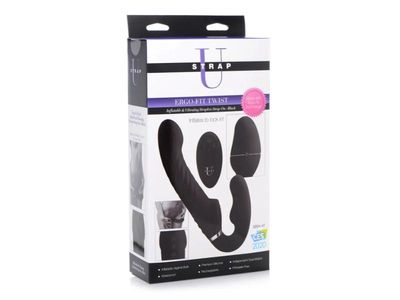 Strap U Ergo-Fit Twist Inflatable Vibrating Strapless Strap-On Black