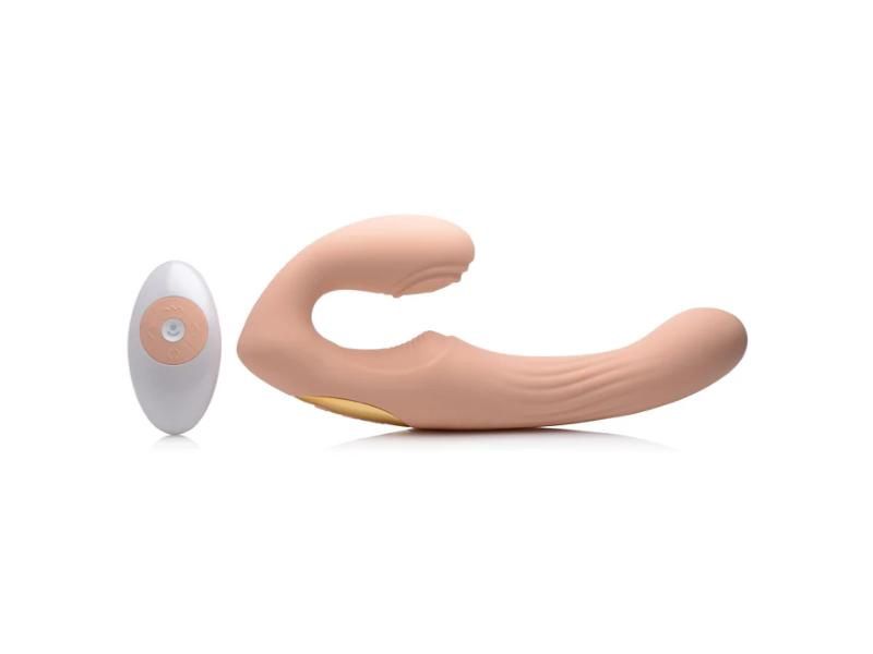 Strap U 15X U-Pulse Pulsing And Vibrating Strapless Strap-On With Remote Blush