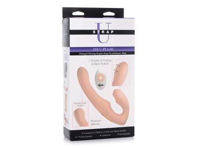 Strap U 15X U-Pulse Pulsing And Vibrating Strapless Strap-On With Remote Blush