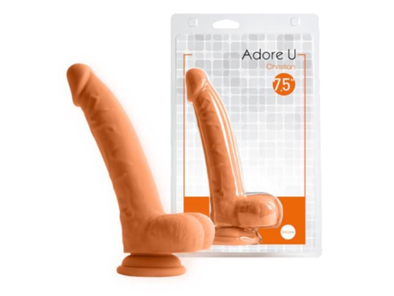Adore U Dildo 7.5in Christian, Color: Tan