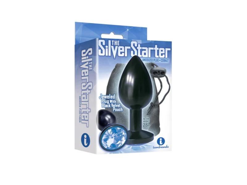 Silver Starter Noir Round Jewel Butt Plug