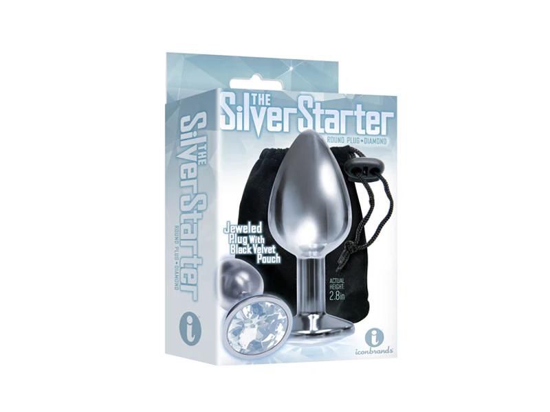 Silver Starter Round Jewel Butt Plug