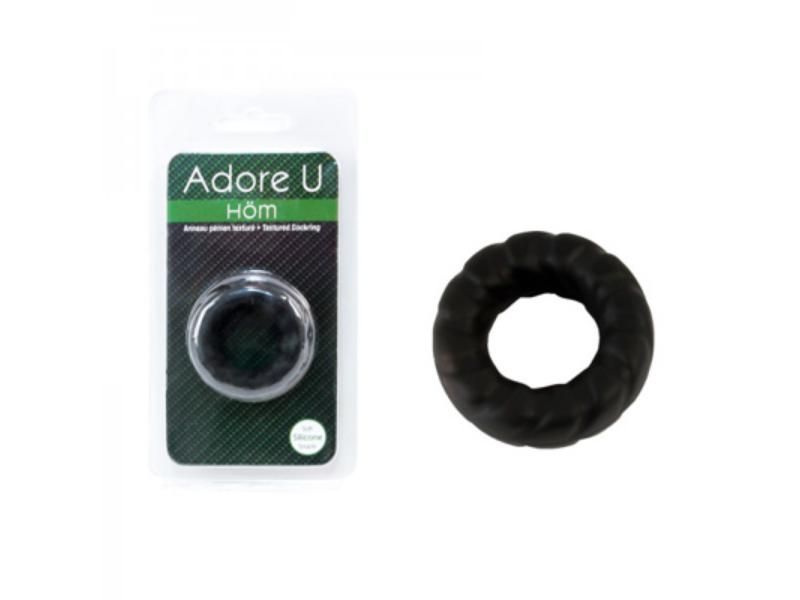 Adore U Hom Black Textured Cockring