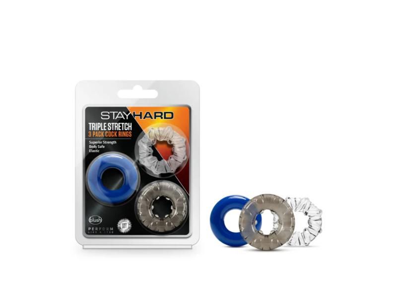 Stay Hard Triple Stretch 3 Pack Cock Rings