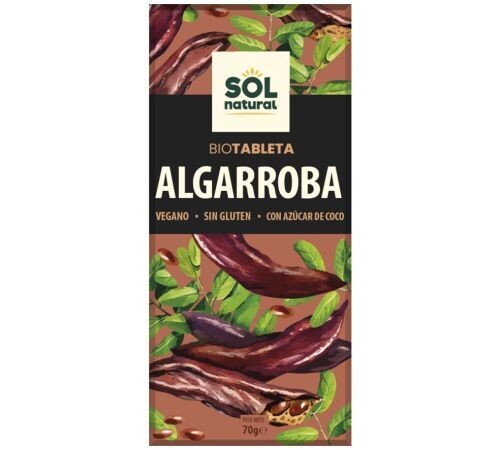 Chocolate Algarroba SinGluten Bio Vegan 70g Solnatural